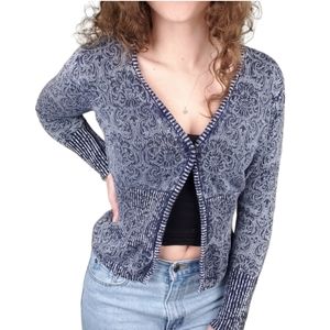 VNTG 90s / Y2K NorthStyle Sweater size Small Blue Knit Cardigan Ribbed Accents